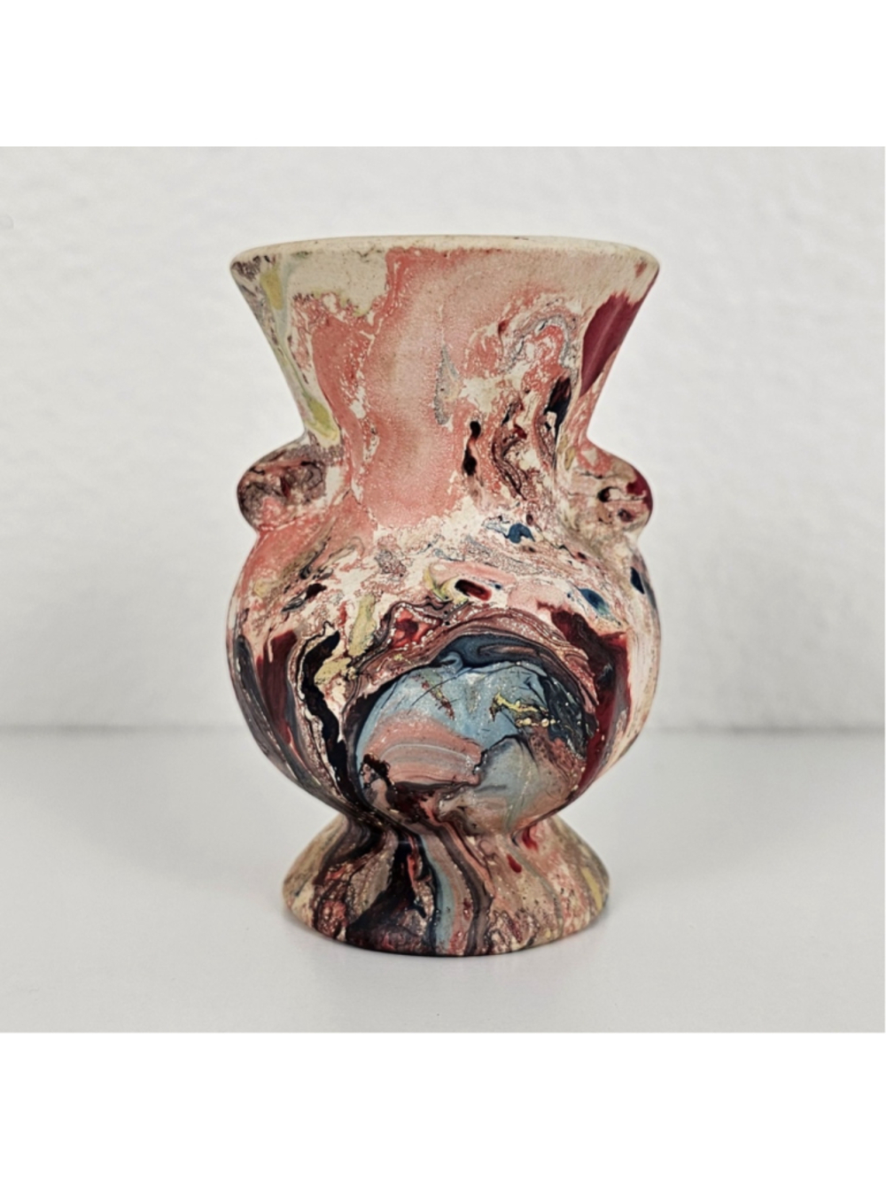 Vintage Morton Pottery End of Day Swirl Mini Urn Vase 3.25" Good Condition